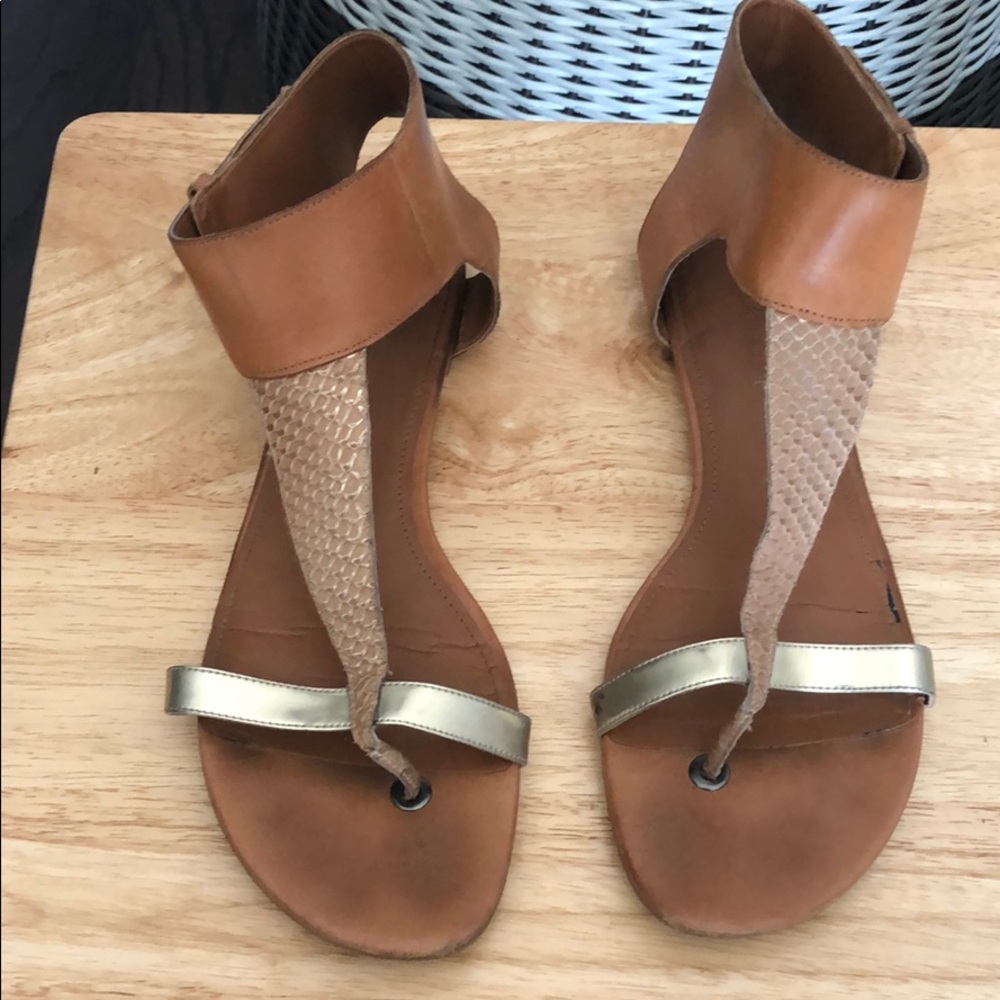 Tan Ankle Closure Sandals